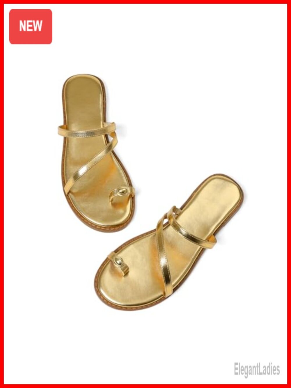 Strappy Flat Sandals with Plush Footbed, Slip On Slide Thong Sandals for Summer